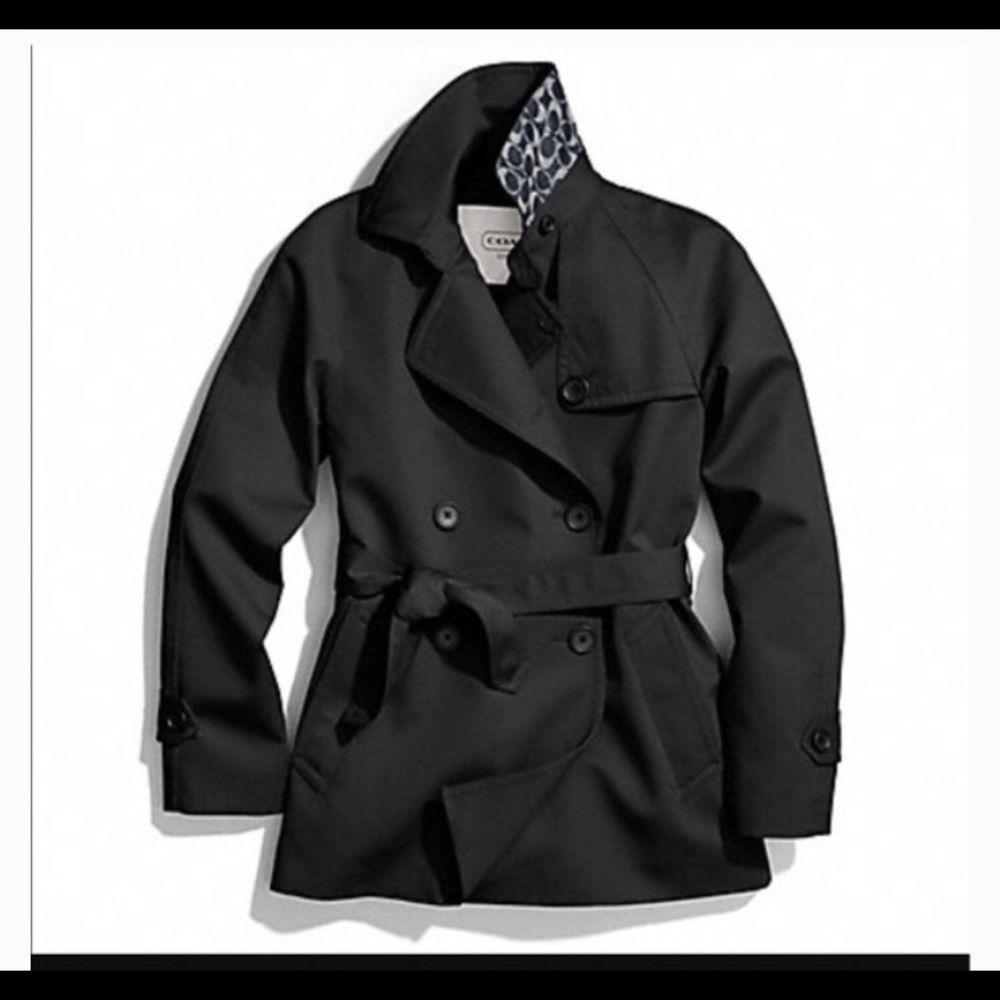 Black coach trench coat like new condition